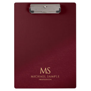 Porte-bloc Nom en texte doré Monogramme Personnalisé Élégant