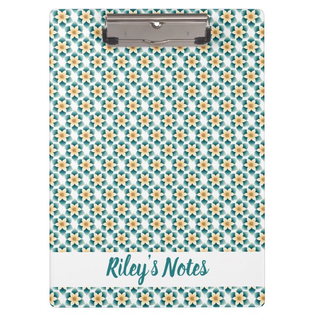 Porte-bloc Nom floral Turquoise souple (Devant)