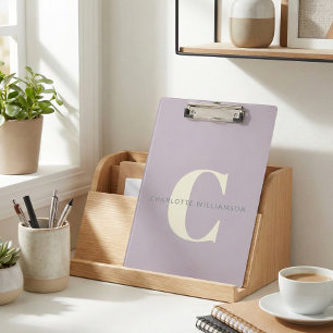 Porte-bloc Nom Monogramme élégant Professionnel Dusty Lilac