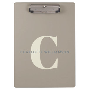 Porte-bloc Nom Monogrammé élégant Taupe Professionnelle Br