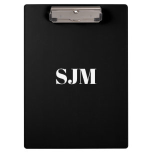 Porte-bloc Nom monogramme personnalisé noir minimaliste