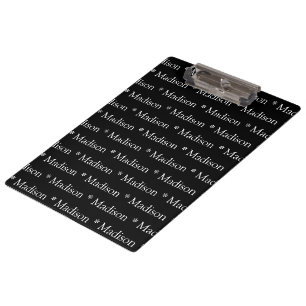 Porte-bloc Nom personnalisable texte motif noir blanc