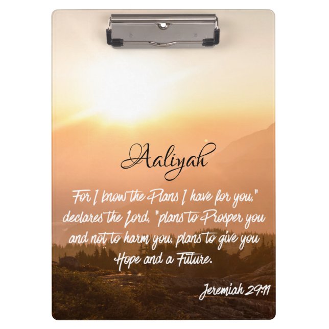 Porte-bloc Nom personnalisé - Jeremiah 29:11 lever du soleil (Devant)