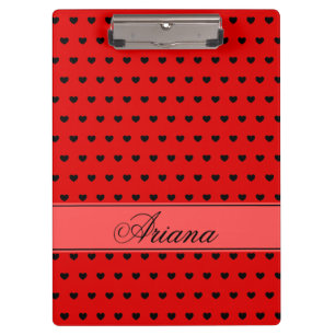 Porte-bloc Nom personnalisé, Motif des Coeurs noirs en rouge
