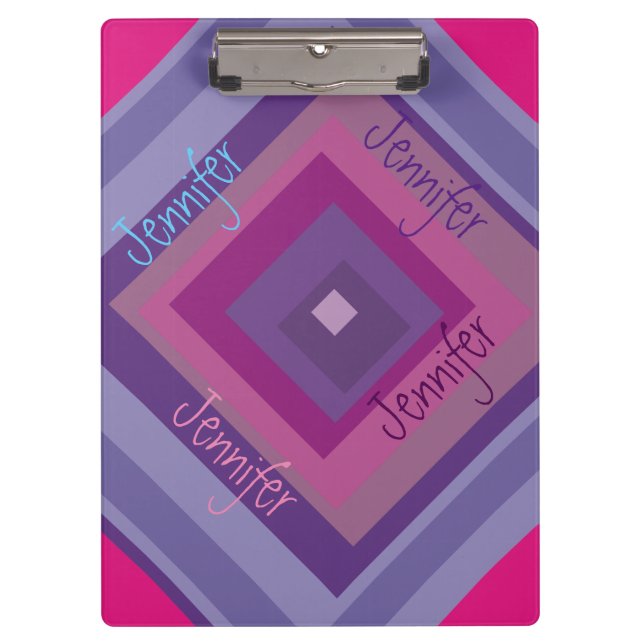 Porte-bloc Nom Pink Purple Diamond Motif Asymétrique Art (Devant)