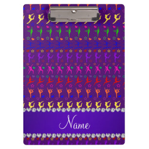 Porte-bloc Nom violet arc-en-ciel gymnastique coeurs étoiles