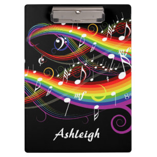 Porte-bloc Notes de musique blanc arc-en-ciel personnalisées