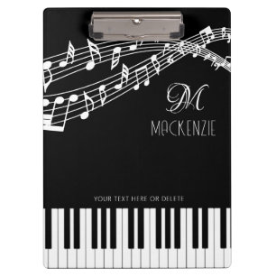 Porte-bloc Notes de musique Piano Monogramme Nom