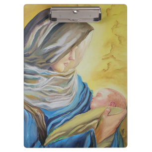 Porte-bloc Notre Dame du Silence tenant le bébé Jésus
