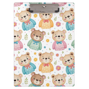 Porte-bloc Nounours et fleurs