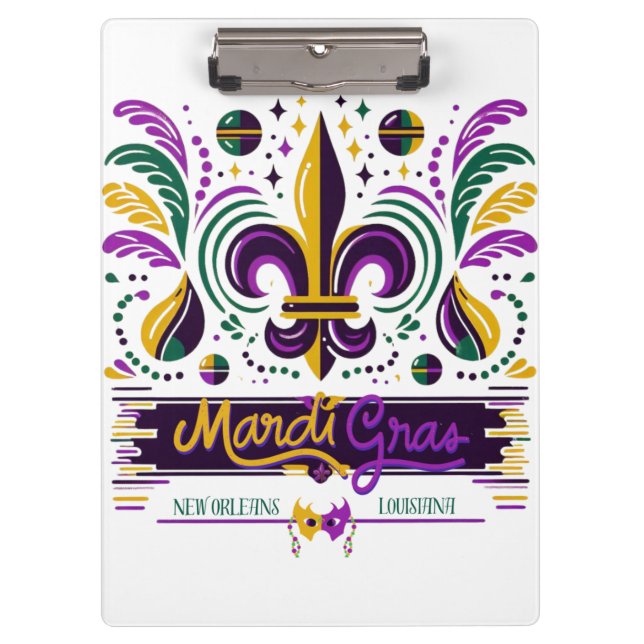 Porte-bloc Nouvelle-Orléans Mardi Gras jaune violet vert (Devant)