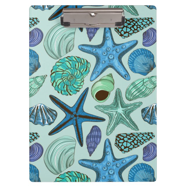 Porte-bloc Nuances des coquillages et du motif bleus (Devant)