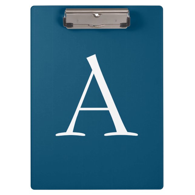 Porte-bloc Océan Bleu Plaine Élégant Monogramme moderne Initi (Devant)
