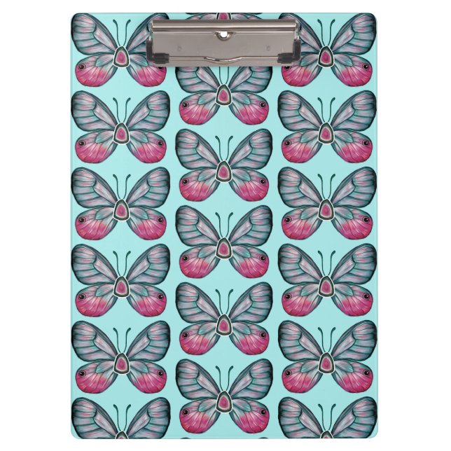 Porte-bloc Octobre Turquoise Verre Papillon Motif Design (Devant)
