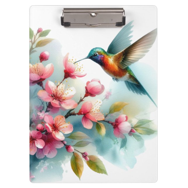 Porte-bloc OEuvre florale/printanière de colibri (Devant)