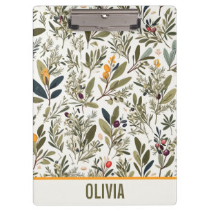 Porte-bloc Olive et Herbes Minimal Élégant Personnalisé