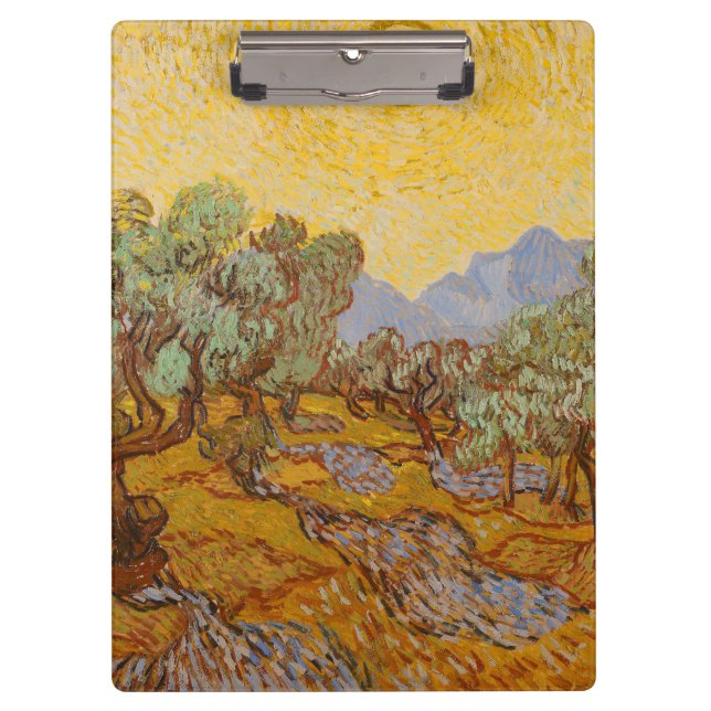 Porte-bloc Oliviers de Van Gogh Soleil Jaune Ciel (Devant)