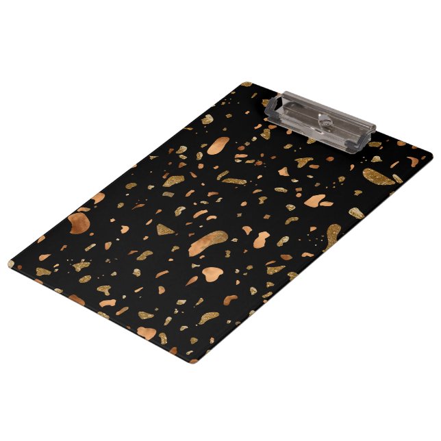 Porte-bloc Or de cuivre sur pierre noire Terrazzo (Incliné)