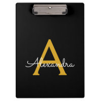 Or Noir Écriture Moderne Nom Monogramme Féminin