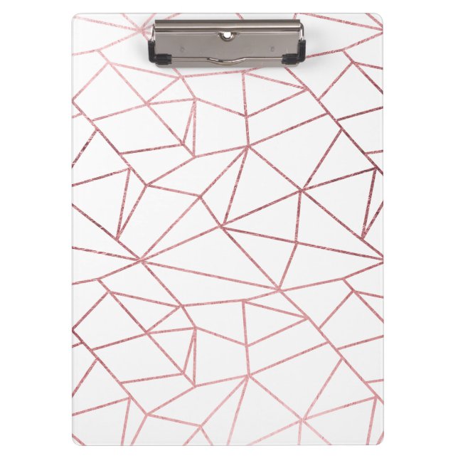 Porte-bloc Or rose de faux élégant élégant géométrique (Devant)