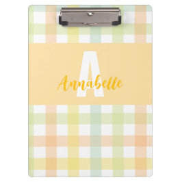 Porte-bloc Orange Vert Jaune Bleu Pastel Monogram En vichy