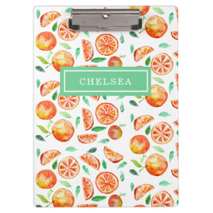 Porte-bloc Oranges Citrus Aquarelle Monogramme Personnalisé