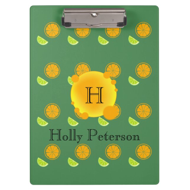 Porte-bloc Oranges et limites en joli monogramme (Devant)