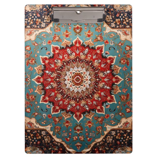 Porte-bloc Oriental Retro Motif Perse Rouge Crème Bleu (Devant)