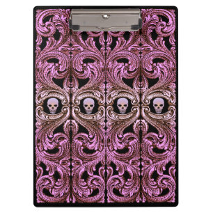 Porte-bloc Ornement rose de Goth avec le crâne