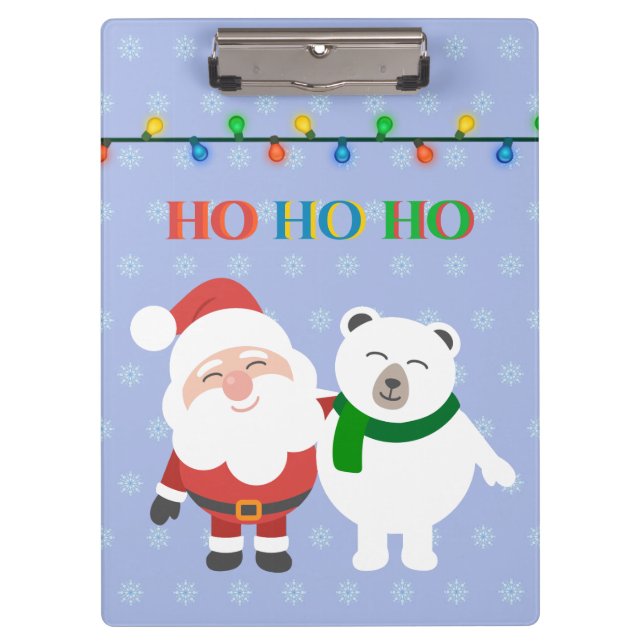 Porte-bloc Ours polaire du Père Noël mignon ho ho ho ho ho ho (Devant)