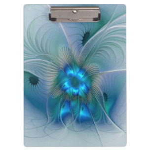 Porte-bloc Ovations debout, fractale abstraite bleu turquoise