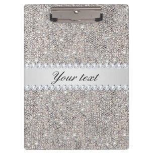 Porte-bloc Paillettes et diamants argentés de Faux