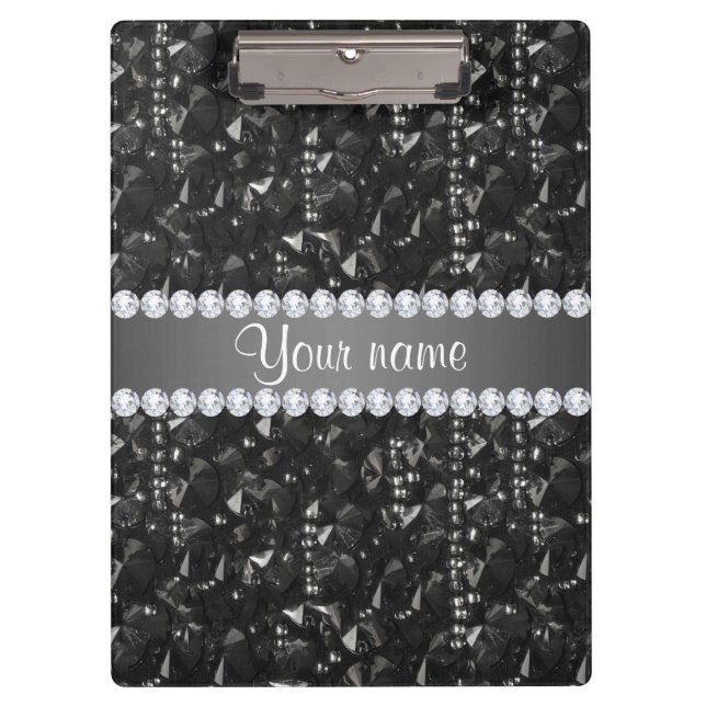 Porte-bloc Paillettes et diamants noirs de Faux (Devant)