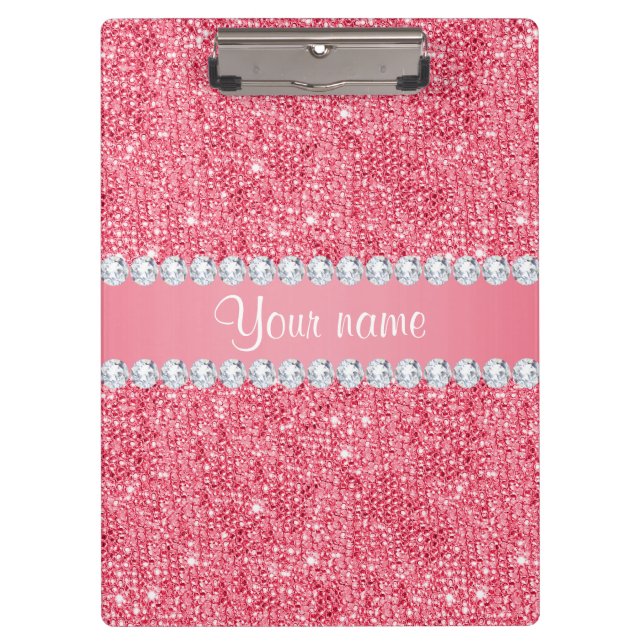 Porte-bloc Paillettes et diamants roses de Faux (Devant)