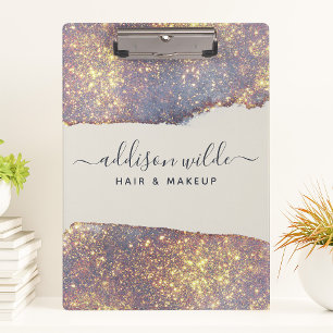 Porte-bloc Paillettes Violet Or Iridescent Glamour