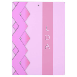 Porte-bloc Panneau d'agrafe rose de monogramme de zigzag