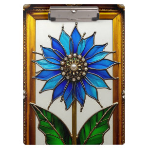 Porte-bloc Panneau de verre coloré avec fleur vibrante