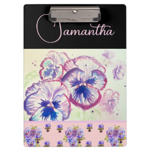 Porte-bloc Pansies rose Pansy Aquarelle Fleurie art