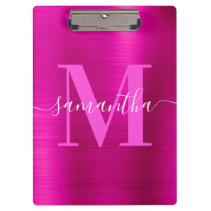 Porte-bloc Papier à en-tête Monogramme Rose Chaud Paillettes