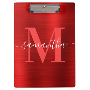 Porte-bloc Papier à motif monogramme rouge brillant 