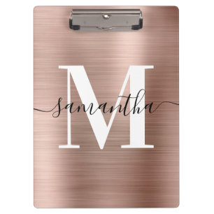 Porte-bloc Papier alu rose gold pailleté Monogramme Signature