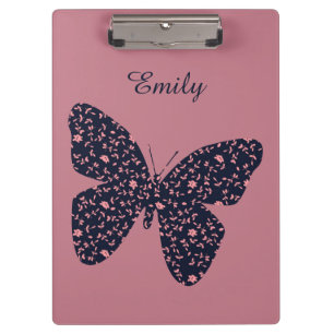 Porte-bloc Papillon floral rose et violet Personnalisé