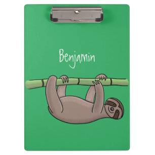 Porte-bloc Paresse souriante mignon sur dessin animé en bambo