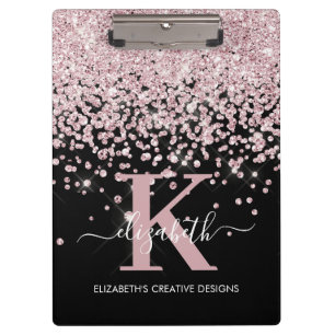 Porte-bloc Parties scintillant Diamond Or Rose Noir Monogramm