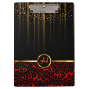 Porte-bloc Parties scintillant d'or Starlights & Red Leopard 