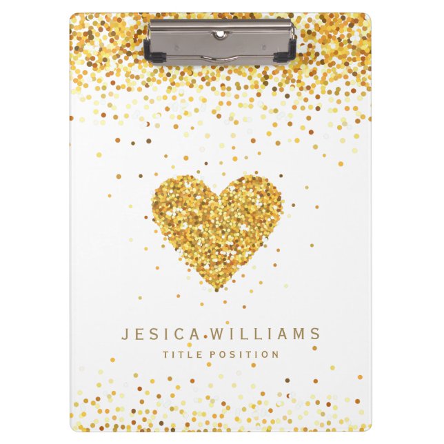 Porte-bloc Parties scintillant d'or Valentines Coeur & Texte (Devant)