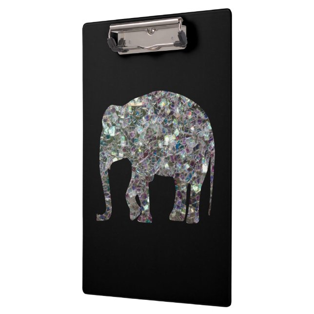 Porte-bloc Parties scintillant en mosaïque argentée Eléphant (Gauche)