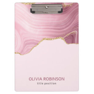 Porte-bloc Parties scintillant or en marbre rose