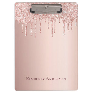 Porte-bloc parties scintillant rose or goutte nom rose