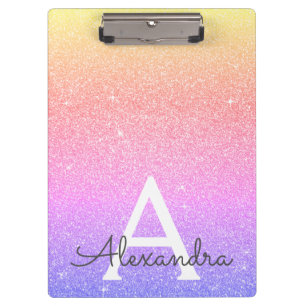 Porte-bloc Parties scintillant rose pourpre et école de monog